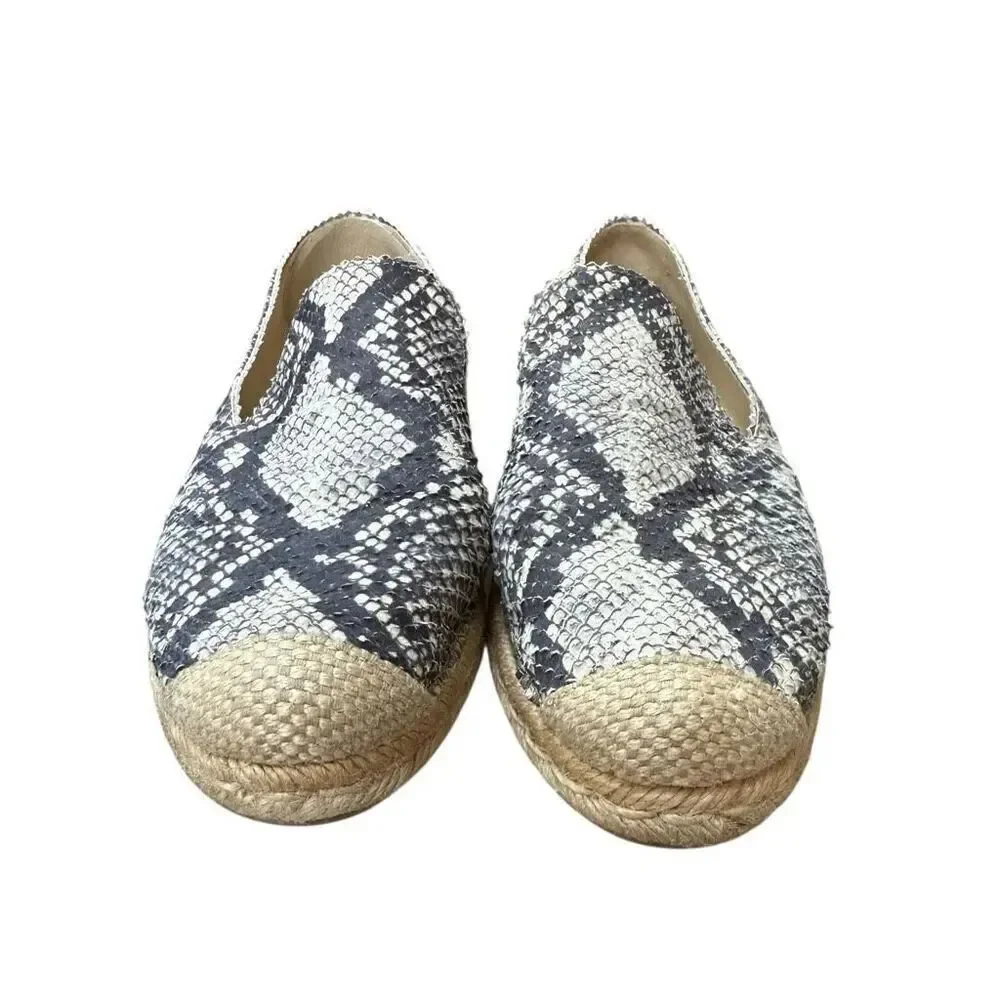 Stuart Weitzman Catalan espadrille flats shoes leather snake/python print size 8